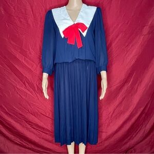 Vintage 1980s Liz Roberts Secretary 9 to 5 Tootsie Chiffon Sailor Dress – Size 8